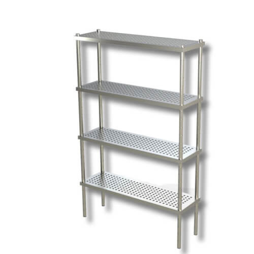 Scaffale altezza 200 cm ripiani forati profondità 40 cm acciaio inox Aisi  304 - Arredo Piscopo