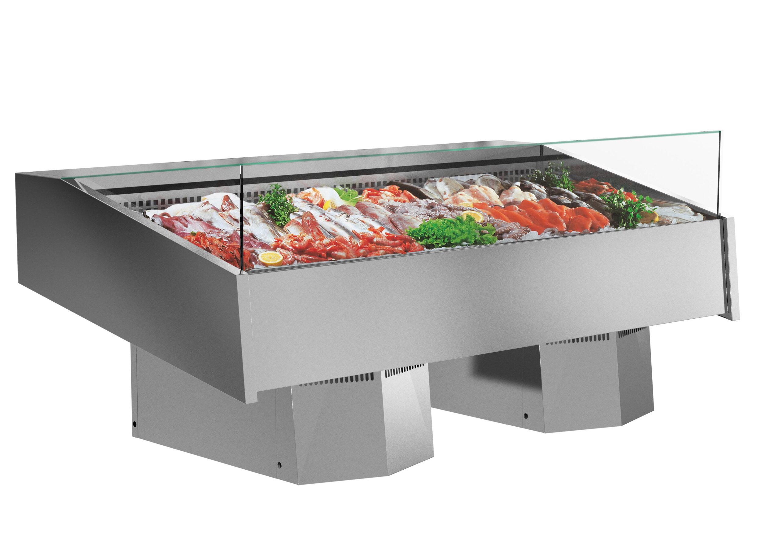 Vetrina esposizione pesce refrigerata acciaio inox gruppo incorporato  Tecnodom Nettuno - Arredo Piscopo